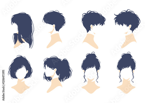 hair cut shapes vector set