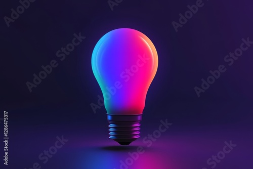 Colorful Gradient Lightbulb with Neon Hues on Dark Background