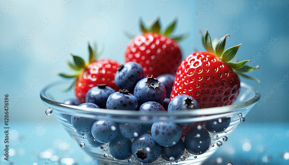 Blueberries and strawberries in a bowl Blueberries and strawberries in a bowl