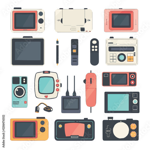 gadget, device, technology, background, modern, digital, vector, 3d, illustration, phone, electronic, mobile, headphones, wireless, equipment, headphone, headset, computer, design, object, hardware, s