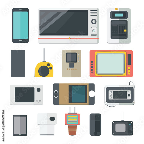 gadget, device, technology, background, modern, digital, vector, 3d, illustration, phone, electronic, mobile, headphones, wireless, equipment, headphone, headset, computer, design, object, hardware, s