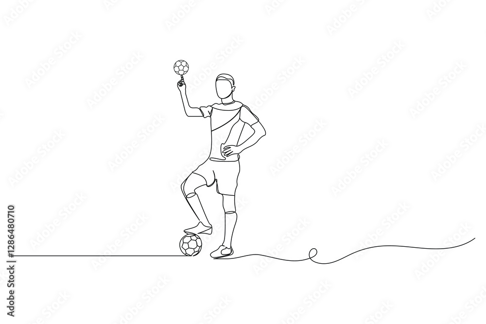 Football continuous one line art drawing style outline vector illustration Football continuous one line art drawing style outline vector illustration