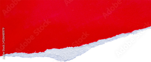 Red ripped paper torn edges strips isolated on white background