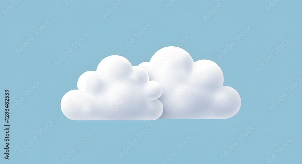 Two fluffy, white cartoon clouds float serenely against a baby blue sky. Simple, clean, and calming, perfect for a lighthearted design. Two fluffy, white cartoon clouds float serenely against a baby blue sky. Simple, clean, and calming, perfect for a lighthearted design.