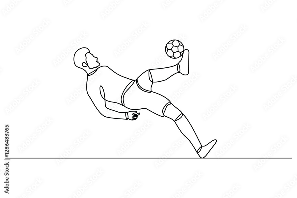 Fototapeta premium Football continuous one line art drawing style outline vector illustration