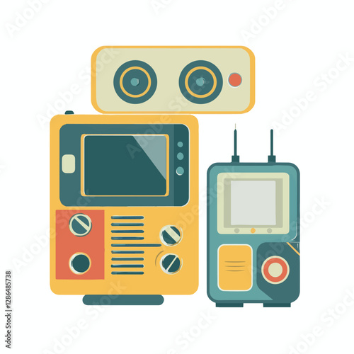 gadget, device, technology, background, modern, digital, vector, 3d, illustration, phone, electronic, mobile, headphones, wireless, equipment, headphone, headset, computer, design, object, hardware, s