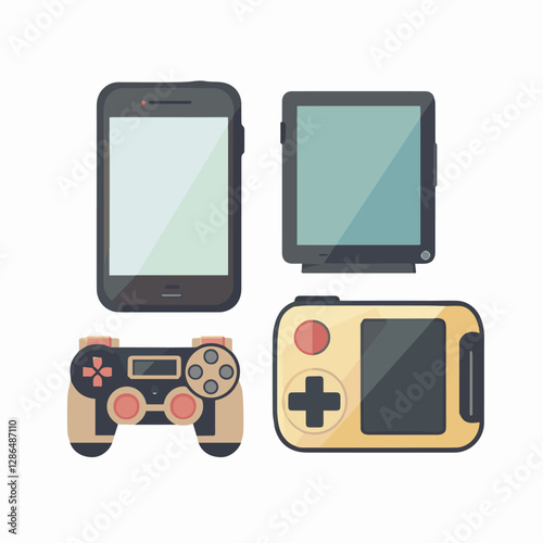 gadget, device, technology, background, modern, digital, vector, 3d, illustration, phone, electronic, mobile, headphones, wireless, equipment, headphone, headset, computer, design, object, hardware, s