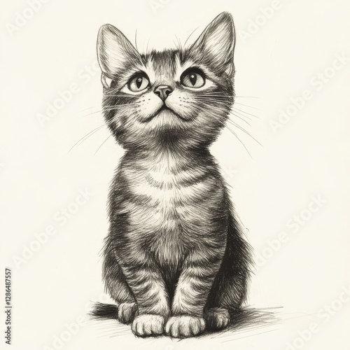 Obraz na płótnie A cat drawing, black and white w salonie