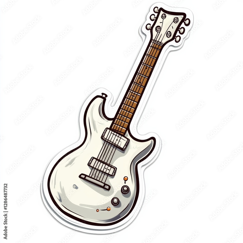 electric guitar, cartoon, sticker