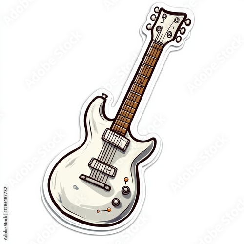 Obraz na płótnie electric guitar, cartoon, sticker w salonie