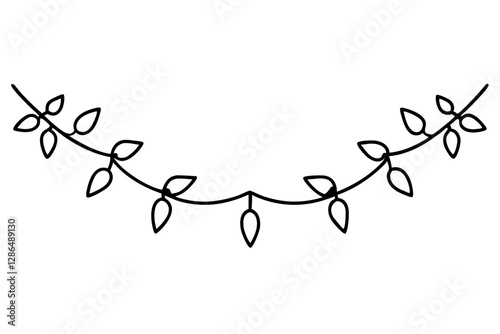 Abstract Line Art Vine Garland - Nature-Inspired Vector Design