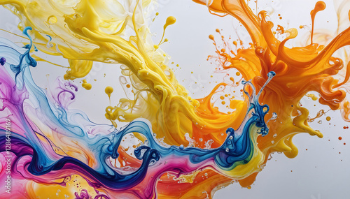 Bunte farbige Spritzer vor weissem Hintergrund