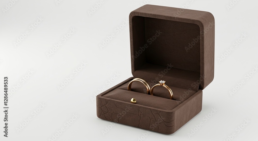Gold Wedding Rings in Brown Box Symbolizing Love and Commitment Gold Wedding Rings in Brown Box Symbolizing Love and Commitment
