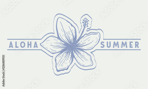 Aloha hibiscus flower Hawaiian tropical design for print, nature floral abstract background. graphic, poster, sticker, fashion, t shirt, slogan tee. fashion style trend spring summer print