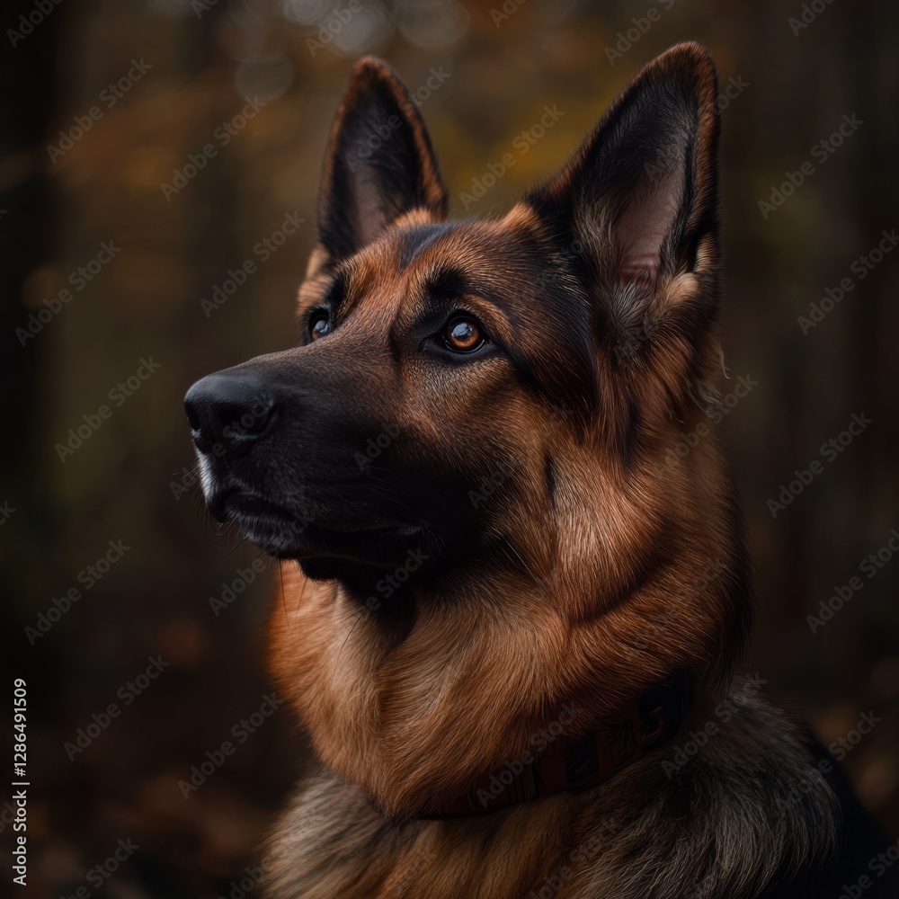 photo real image of a large german shephard