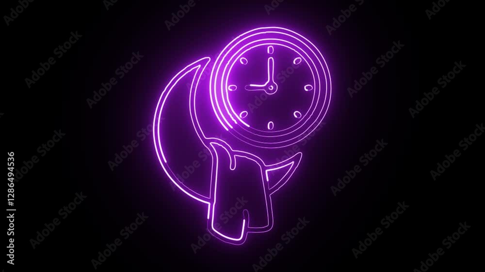 glowing neon sleeping time icon isolated on black background hd video motion graphic animation glowing neon sleeping time icon isolated on black background hd video motion graphic animation