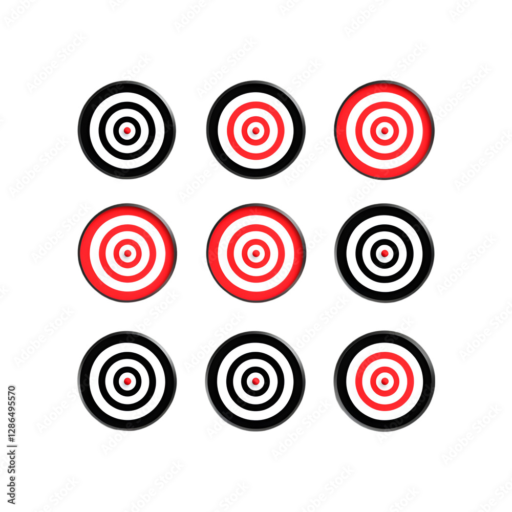 Nine Targets Red and Black Aiming for Success Focused Determination Nine Targets Red and Black Aiming for Success Focused Determination