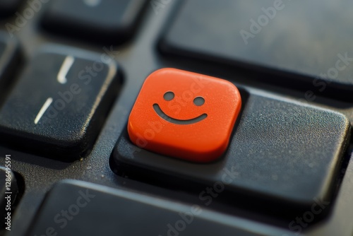 Obraz na płótnie Happy button on a keyboard w salonie
