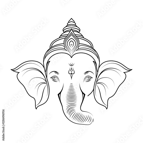 Lord Ganesha line art vector graphic 