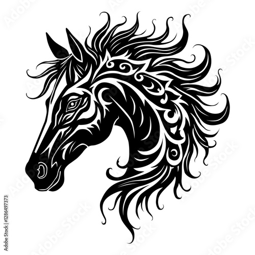 illustration vector graphic of tribal tattoo horse fire