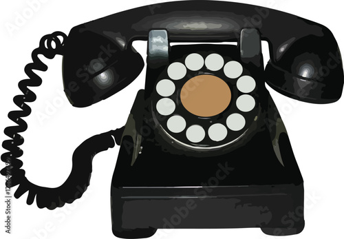 Vintage Rotary Telephone Illustration – Retro Communication Device Icon