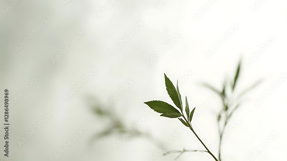 Obraz premium Serene Sprig: Minimalist Botanical Photography