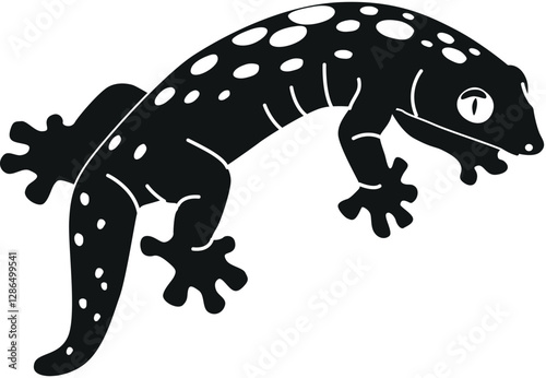 Exotic reptile black-and-white vector illustration