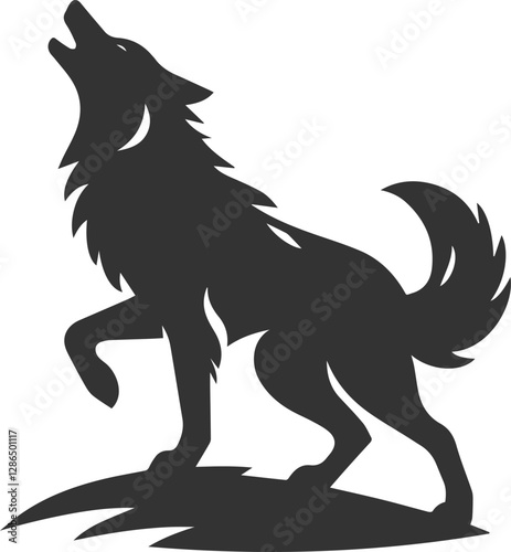 A wolf howling while pawing at the ground animal vector silhouette