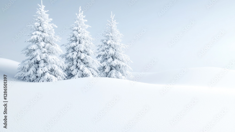 Snowy winter trees on a hill. Use Stock photo for seasonal backgrounds, winter holidays, nature themes Snowy winter trees on a hill. Use Stock photo for seasonal backgrounds, winter holidays, nature themes