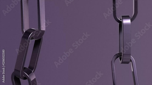 3D Render of Metallic Chain Links on a Background.  3D chain of metal links is shown on a background