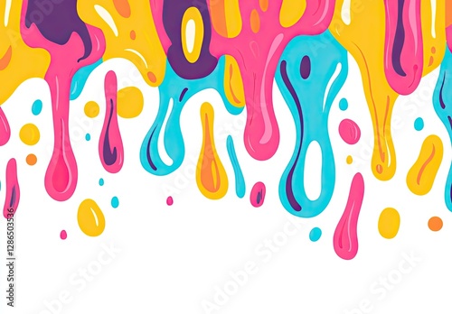 Colorful dripping paint abstract pattern on white background photo