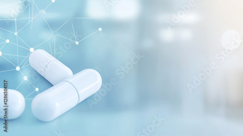 Medical background with copy space for professional use. Modern pharmaceutical concept, futuristic healthcare technology, and biotech illustration. Perfect for pharmaceutical designs.