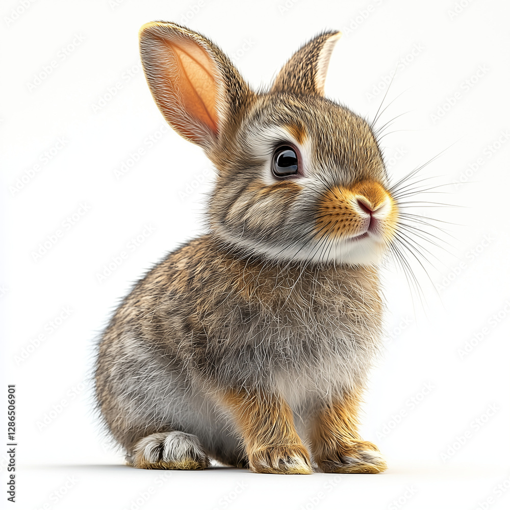 Obraz premium Cute Rabbit Isolated on White Background
