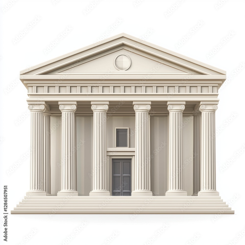 Obraz premium Bank building with columns isolated on white background