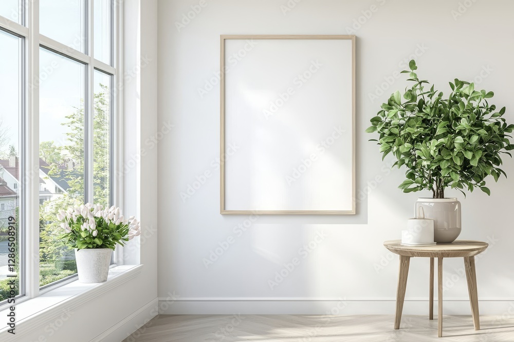 mock up poster frame in modern interior background, living room, Contemporary style mock up poster frame in modern interior background, living room, Contemporary style