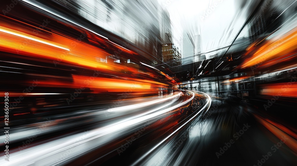 Fototapeta premium Urban Speed: A City's Energetic Pulse Captured in Motion Blur