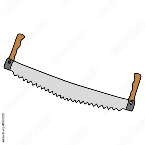 two man saw illustration hand drawn isolated vector