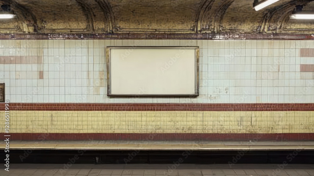 Blank advertisement frame on subway station wall. Blank advertisement frame on subway station wall.