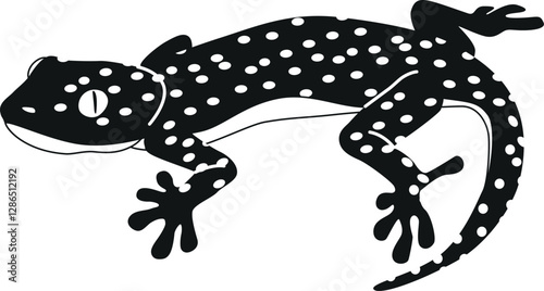 Exotic varan black-and-white vector illustration