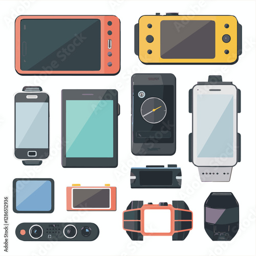 gadget, device, technology, background, modern, digital, vector, 3d, illustration, phone, electronic, mobile, headphones, wireless, equipment, headphone, headset, computer, design, object, hardware, s