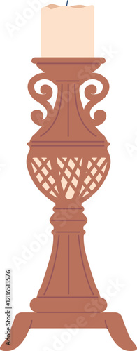 Crafted bronze candleholder vector illustration