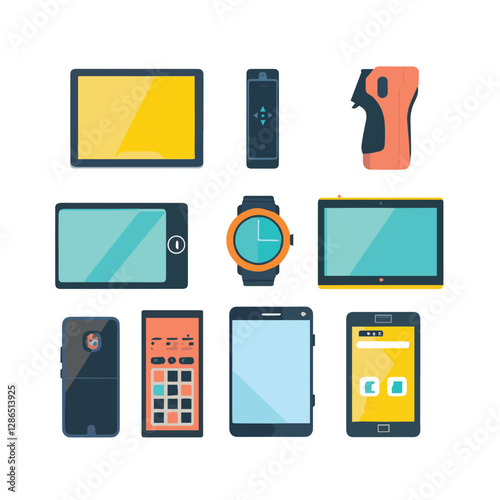 gadget, device, technology, background, modern, digital, vector, 3d, illustration, phone, electronic, mobile, headphones, wireless, equipment, headphone, headset, computer, design, object, hardware, s