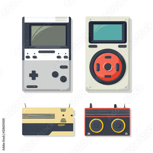 gadget, device, technology, background, modern, digital, vector, 3d, illustration, phone, electronic, mobile, headphones, wireless, equipment, headphone, headset, computer, design, object, hardware, s