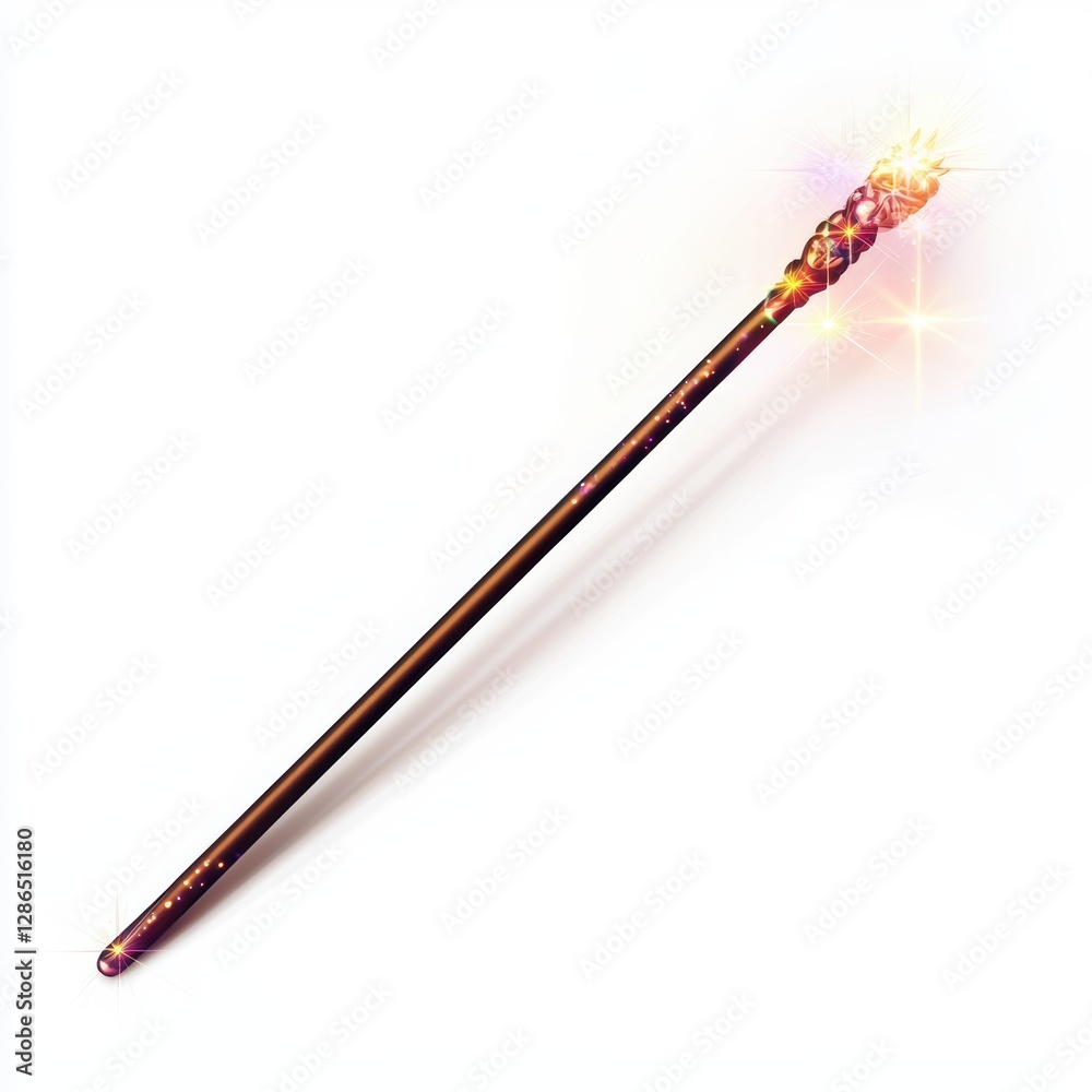 Magic wand with sparkles isolated on white background Magic wand with sparkles isolated on white background