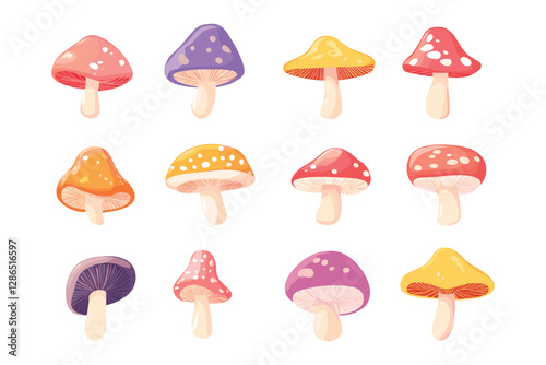 set of Mushroom Vector illustration isolated on a white background