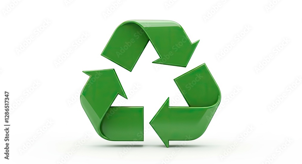 Green Recycle Symbol on White Background - Sustainability and Environment Concept Green Recycle Symbol on White Background - Sustainability and Environment Concept