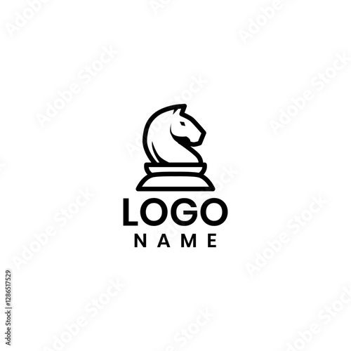 Chess Logo Horse Modern Simple Clean Logo in White Background for your Business