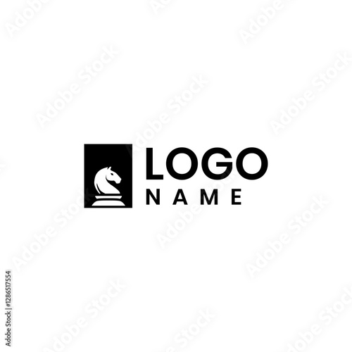 Chess Logo Horse Modern Simple Clean Logo in White Background for your Business