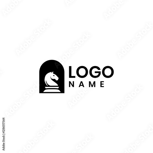 Chess Logo Horse Modern Simple Clean Logo in White Background for your Business