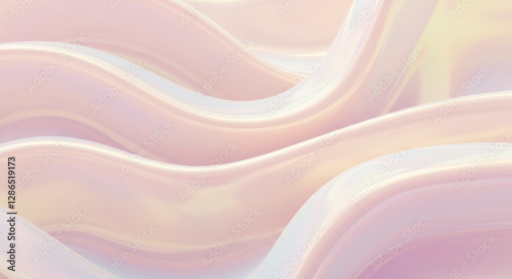 Obraz premium Pastel waves, abstract background, soft flowing lines, marbled texture, gentle curves, muted colors, pink and lavender hues, ethereal pattern, dreamy atmosphere, subtle gradients, organic shapes, tran
